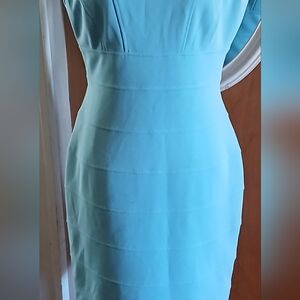 ANTONIO MELANI Blue Sweetheart Neck Sleeveless Bodycon Dress